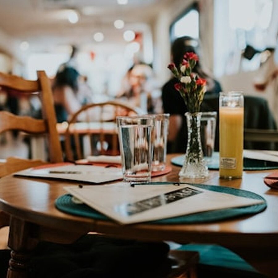 Image of dining room table setting in a restaurant